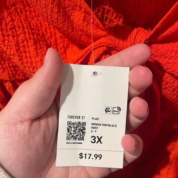 Forever 21 Orange Cropped Tank Top with Front Tie and Ruffle Straps - Picture 4 of 6